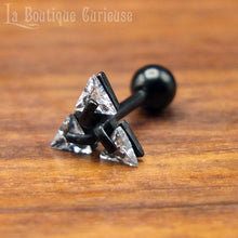 Charger l'image dans la galerie, Boucle oreille viking Valknut homme femme piercing acier chirurgical et cristal