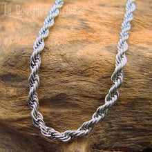 Laden Sie das Bild in den Galerie-Viewer, Chaîne acier inoxydable maille corde torsade courte homme et femme. Chaîne pendentif  collier en acier solide sans allergies ne rouille pas Toulouse