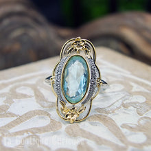 Load image into Gallery viewer, Bague style art nouveau imitation aigue-marine