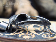 Charger l'image dans la galerie, Bracelet ajustable crâne de corbeau cuir et acier