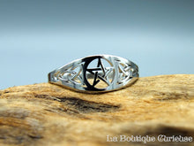 Laden Sie das Bild in den Galerie-Viewer, Keltischer Pentagrammring aus silbernem, schwarzem oder goldenem Stahl
