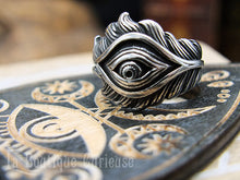 Charger l'image dans la galerie, Bague Oeil plume de paon en acier taille 69 FR / 13 US