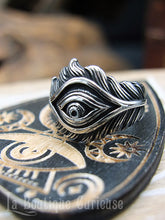 Charger l'image dans la galerie, Bague Oeil plume de paon en acier taille 69 FR / 13 US