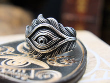 Charger l'image dans la galerie, Bague Oeil plume de paon en acier taille 69 FR / 13 US