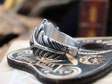 Charger l'image dans la galerie, Bague Oeil plume de paon en acier taille 69 FR / 13 US