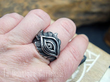 Charger l'image dans la galerie, Bague Oeil plume de paon en acier taille 69 FR / 13 US