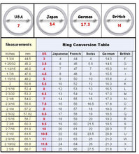 Laden Sie das Bild in den Galerie-Viewer, tableau de conversion taille bagues France, US, Japon, Suisse, Allemagne, UK