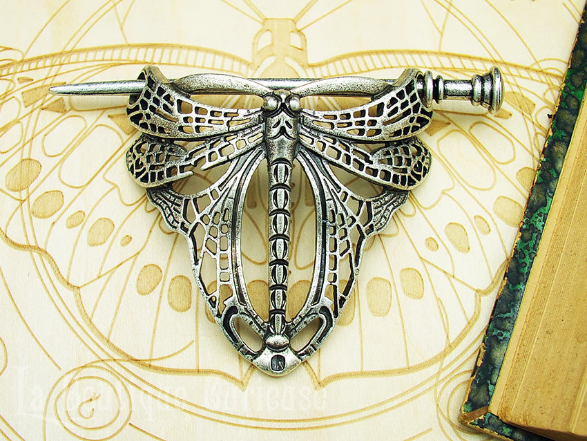 Barrette Cheveux Libellule Argentée Avec Strass - Occasion En Bon état - Résistante à L'eau
