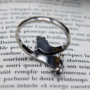 Bague homme et femme style viking loups d'Odin Geri et Freki, symbole de loyauté et de courage. Bague en acier inoxydable ajustable sans allergies hypoallergénique. Bague fine style médiéval Toulouse France