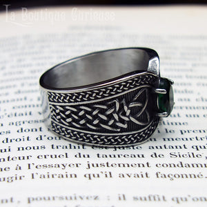 Bague celte druidique pagan pour sorcière ou sorcier protection et magie verte wicca France