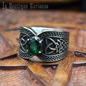 Bague celte druidique pagan pour sorcière ou sorcier protection et magie verte wicca France