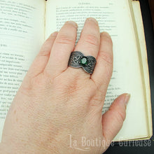 Charger l&#39;image dans la galerie, Bague celte druidique pagan pour sorcière ou sorcier protection et magie verte wicca France