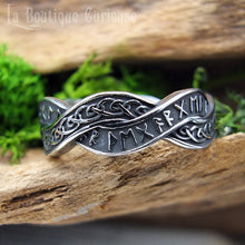 Charger l&#39;image dans la galerie, Bague viking force puissance runes tresse enlacés unité amour alliance viking acier inoxydable sans allergies Toulouse France. Bague homme grande  taille, bague femme