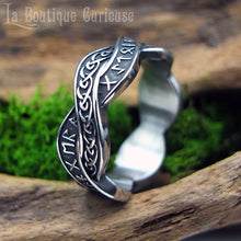 Charger l&#39;image dans la galerie, Bague viking force puissance runes tresse enlacés unité amour alliance viking acier inoxydable sans allergies Toulouse France. Bague homme grande  taille, bague femme