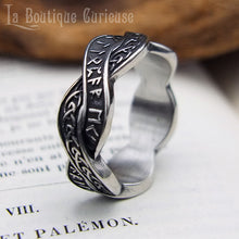 Charger l&#39;image dans la galerie, Bague viking force puissance runes tresse enlacés unité amour alliance viking acier inoxydable sans allergies Toulouse France. Bague homme grande  taille, bague femme