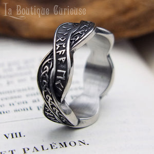 Bague viking force puissance runes tresse enlacés unité amour alliance viking acier inoxydable sans allergies Toulouse France. Bague homme grande  taille, bague femme