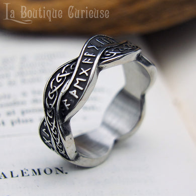 Bague viking force puissance runes tresse enlacés unité amour alliance viking acier inoxydable sans allergies Toulouse France. Bague homme grande  taille, bague femme