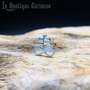 Boucle oreille à l'unité croix de Léviathan Croix de souffre alchimie église Luciférienne piercing acier chirurgical gothique sataniste argent homme femme