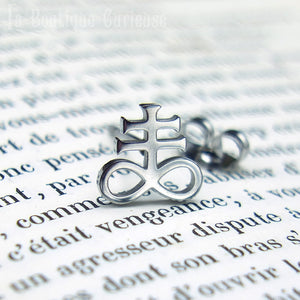 Boucle oreille à l'unité croix de Léviathan Croix de souffre alchimie piercing acier chirurgical gothique sataniste argent homme femme