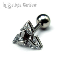 Charger l&#39;image dans la galerie, Boucle oreille viking Valknut homme femme piercing acier chirurgical et cristal