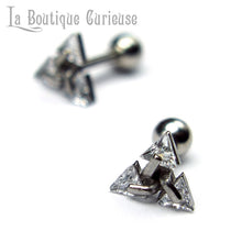 Charger l&#39;image dans la galerie, Boucle oreille viking Valknut homme femme piercing acier chirurgical et cristal
