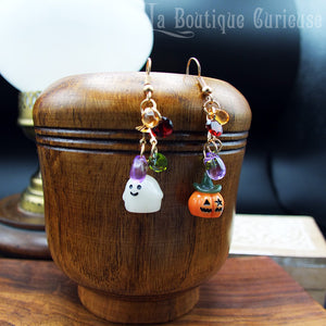 Boucles d'oreilles pendantes gothiques mignonnes pour Halloween fantôme et citrouille déguisement femme Toulouse France