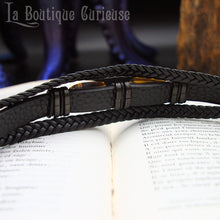 Charger l'image dans la galerie, Bracelet cuir et lithothérapie Toulouse en oeil de tigre pour protection et confiance