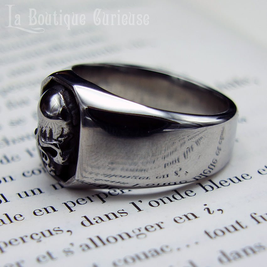 Vente Bague homme en acier à tête de mort avec Union jack