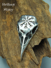 Load image into Gallery viewer, Viking aegishjalmur raven skull pendant