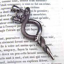 Laden Sie das Bild in den Galerie-Viewer, Pendentif double serpent en acier inoxydable vu de face