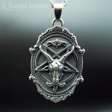 Charger l&#39;image dans la galerie, Pendentif diable bouc Baphomet acier, occultisme satanisme gothique. Pentagramme inversé, gothique romantique baroque. Bijoux gothiques occultes ésotériques Toulouse.