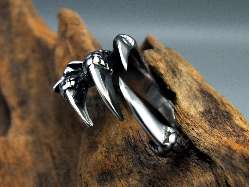 GTHIC Bague Gothique Acier Inoxydable Œil De Sauron Rouge – Punk Dragon Griffe, Mauvais Œil, Tailles 5-15.5