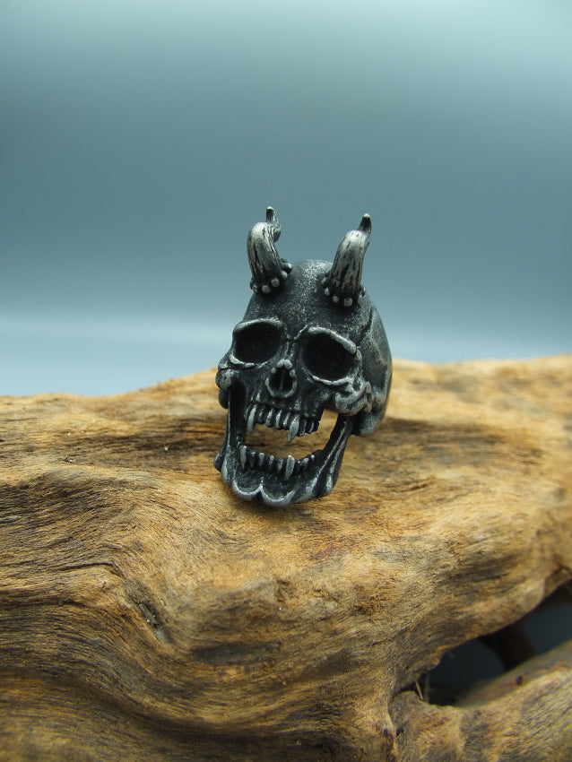 Bague Tête De Démon En Acier Inoxydable - Style Biker Gothique Punk, Neuf Avec étiquettes, Pour Un Look Rebelle