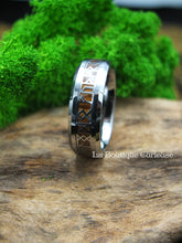 Load image into Gallery viewer, Wood and tungsten Viking rune ring