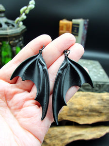 Boucles d'oreilles ailes de démon noires ou argent