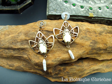 Lotus art nouveau earrings