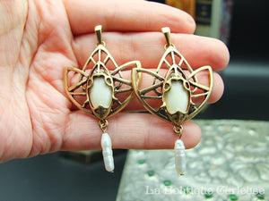 Lotus art nouveau earrings