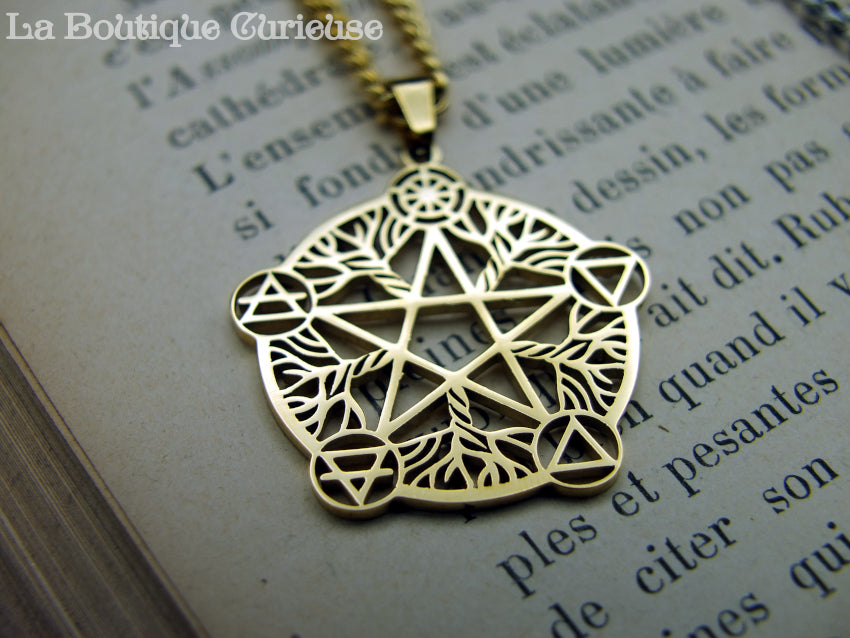 Elemental Pentacle pendant + chain (gold or silver)