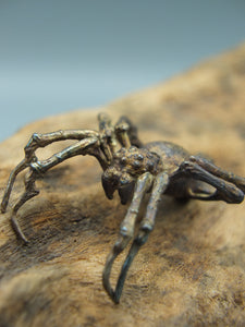 Pendentif gothique araignée réaliste en bronze fait main France. Pendentif artisanal Toulouse mygale tarentule pour homme et femme vue chélicères